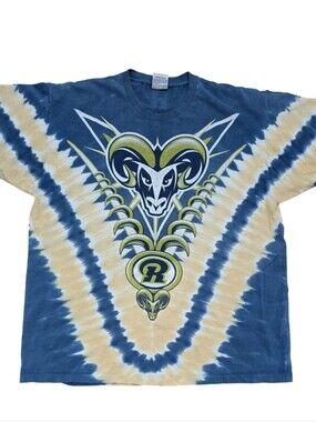 Y2k Vintage Liquid Blue St. Louis Rams Tie Dyed All Over Print Shirt XL